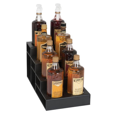 Dispense-Rite CTBH-8BT 8 Sections Black Polystyrene Countertop Bottle Organizer