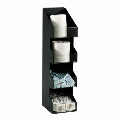 Dispense-Rite VCO-4 4 Section Polystyrene Black Countertop Lid and Condiment Organizer
