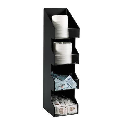 Dispense-Rite VCO-4 4 Section Polystyrene Black Countertop Lid and Condiment Organizer