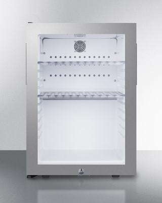 Summit MB27GLSS 1.2 Cu. Ft. Stainless Steel Glass Door One-Section Compact Minibar - 115 Volts