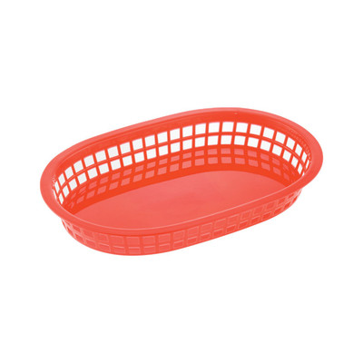 CAC China TTFB-10RD 10.88" L Red Polypropylene Oblong Fast Food Basket (12 Dozen Per Case)