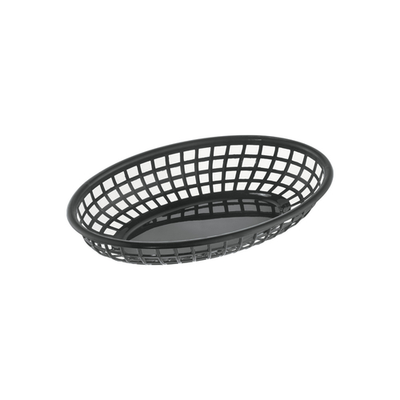 CAC China TTFB-09BK 9.25" L Black Polypropylene Oval Fast Food Basket (3 Dozen Per Case)