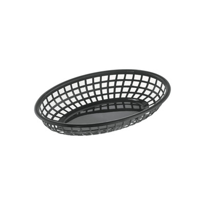 CAC China TTFB-09BK 9.25" L Black Polypropylene Oval Fast Food Basket (3 Dozen Per Case)