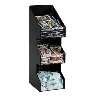 Dispense-Rite VCO-3 3 Section Polystyrene Black Countertop Lid and Condiment Organizer