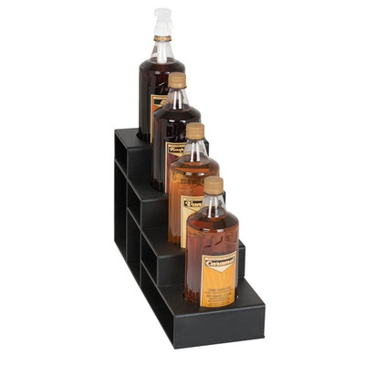 Dispense-Rite CTBH-4BT 4 Sections Black Polystyrene Countertop Bottle Organizer