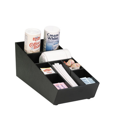 Dispense-Rite NLO-STK-1BT 7.13" H x 8" W x 19.13" D Black Polystyrene Narrow Lid, Straw and Condiment Organizer