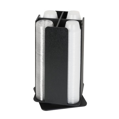 Dispense-Rite RCLO-SM-4BT 4 Compartments Black Polystyrene Countertop Portion Cup and Lid Organizer