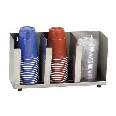 Dispense-Rite CTLD-15 3 Sections Stainless Steel Lid or Cup Organizer