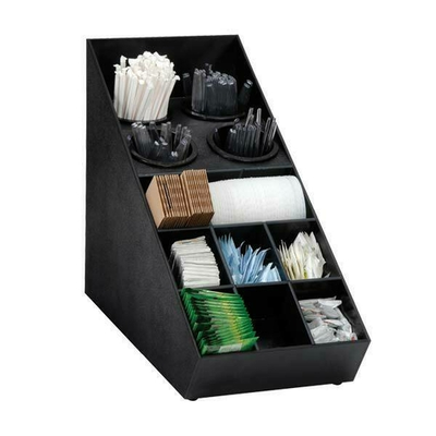 Dispense-Rite SWCH-1BT 16.63" x 10" x 21" Black Polystyrene 4 Compartments Silverware and 13 Compartments Condiment Organizer