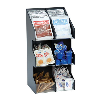 Dispense-Rite VCO-6 6 Section Polystyrene Black Countertop Lid and Condiment Organizer