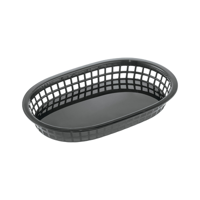 CAC China TTFB-10BK 10.88" L Black Polypropylene Oblong Fast Food Basket (12 Dozen Per Case)