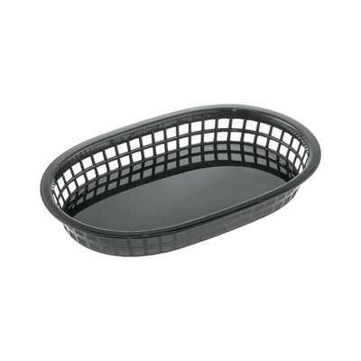 CAC China TTFB-10BK 10.88" L Black Polypropylene Oblong Fast Food Basket (12 Dozen Per Case)