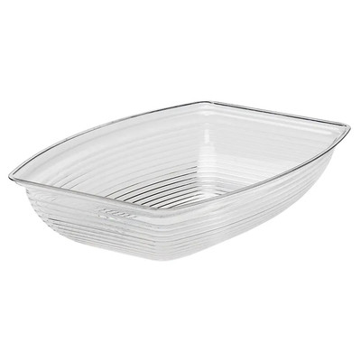 Cambro RSB1014CW135 5 Qt. 10.75" D x 14.6" W Rectangular Ribbed Dishwasher Safe Polycarbonate Clear Camwear Bowl - 4 Cases