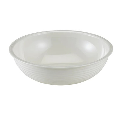 Cambro RSB8CW148 1.65 Qt. 8" Dia. Round Ribbed Dishwasher Safe White Polycarbonate Camwear Bowl - 12/Case