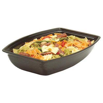 Cambro RSB1014CW110 5 Qt. 10.75" D x 14.6" W Rectangular Ribbed Dishwasher Safe Polycarbonate Black Camwear Bowl - 4 Cases