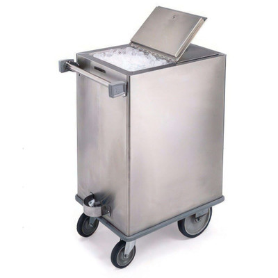 Lakeside 240 125 Lbs. Stainless Steel Mobile Ice Bin with Hinged Cover
