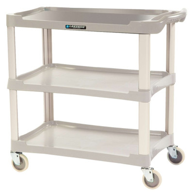 Lakeside 2501 300 Lbs. Gray Polyethylene 3 Shelves Bus Cart
