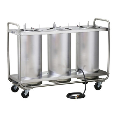 Lakeside 786 Adjust-a-Fit 7.5" Dia. Round Stainless Steel 3-Tube Open Heated Mobile Dish Dispenser