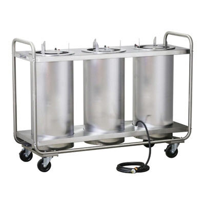 Lakeside 786 Adjust-a-Fit 7.5" Dia. Round Stainless Steel 3-Tube Open Heated Mobile Dish Dispenser