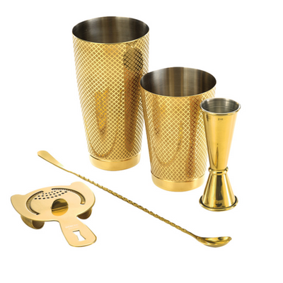 Krowne KR-BK4 Basic Gold Lattice 5-Piece Cocktail Kit