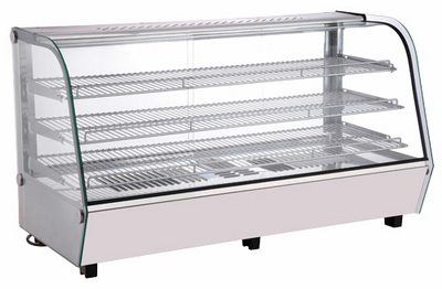 Omcan USA 47456 7.14 Cu. Ft. Curved Glass Countertop Full Service Heated Display Case - 115 Volts