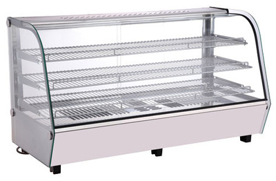 Omcan USA 47456 7.14 Cu. Ft. Curved Glass Countertop Full Service Heated Display Case - 115 Volts