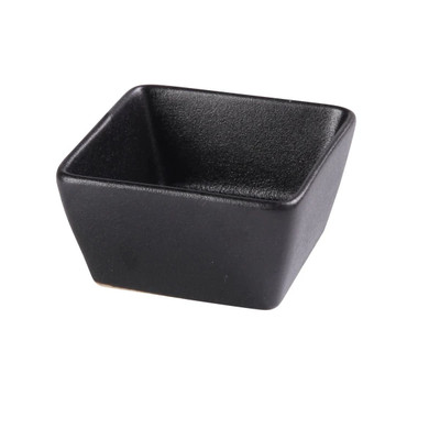 Yanco NB-4031 3 Oz. Black Porcelain Square Noble Double Sauce Dish