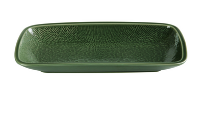 Yanco GG-514 14.25" W Porcelain Rectangular Coupe Green Gem Plate