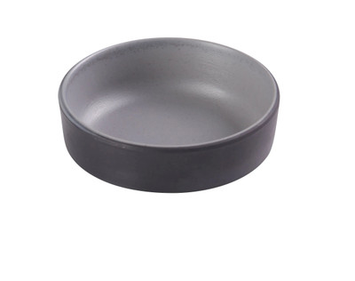 Yanco BM-4003 2 Oz. Gray and Black Ceramic Square Birmingham Sauce Dish