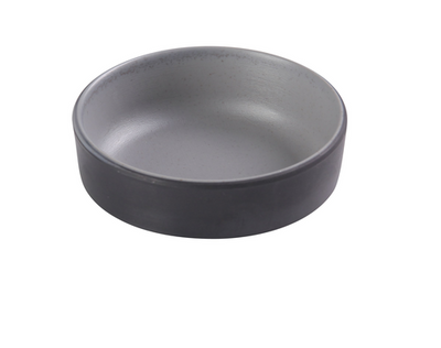 Yanco BM-4004 4 Oz. Gray and Black Ceramic Square Birmingham Sauce Dish