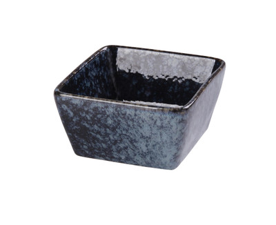Yanco BL-4031 3.5 Oz. Porcelain Square Blue Star Sauce Dish