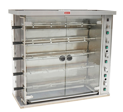 Omcan USA 47495 47" W Stainless Steel Natural Gas Holds Up to 20 Chickens Rotisserie - 120 Volts