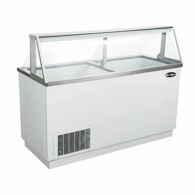 SABA SDC-66 47" W White Slanted Glass Ice Cream Dipping Cabinet - 115 Volts