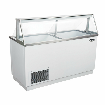 SABA SDC-66 47" W White Slanted Glass Ice Cream Dipping Cabinet - 115 Volts