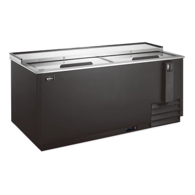 Omcan USA 50040 64.5" W Black Vinyl Horizontal Beer Bottle Cooler - 115 Volts