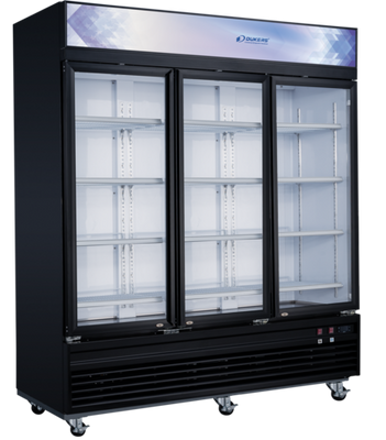 Dukers DSM-69F 78" W Two-Section White Interior Reach-In Freezer Merchandiser - 110 Volts