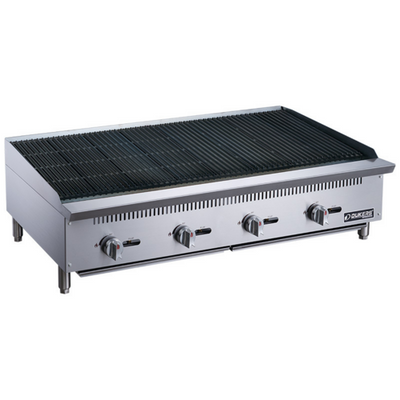 Dukers DCRB48 48&quot; W Natural Gas Stainless Steel Construction Manual Control Charbroiler - 140,000 BTU