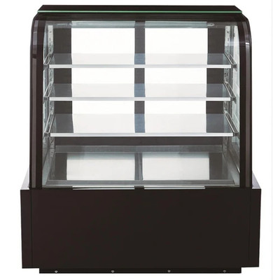 Dukers DDM48R-CB 48" W Three-Section Curved Glass Digital Temperature Control Refrigerated Cake Display Case - 115 Volts
