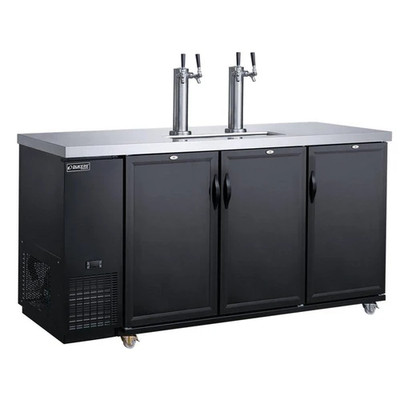 Dukers DKB72-M3 70.31" W Stainless Steel Top Electronic Controls Automatic Defrost Kegerator Draft Beer Cooler - 110 Volts