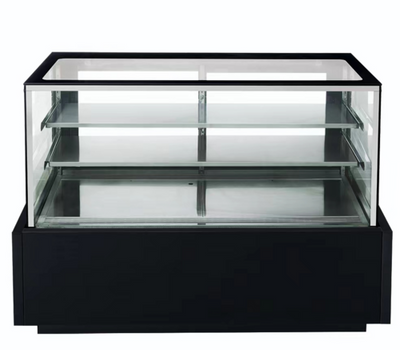 Dukers DDM48R 48" W Two-Section Straight Glass Digital Temperature Control Refrigerated Cake Display Case - 115 Volts
