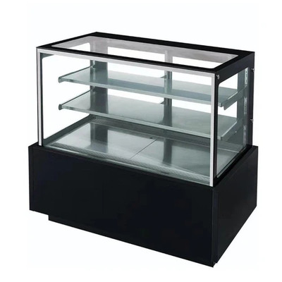 Dukers DDM48R 48" W Two-Section Straight Glass Digital Temperature Control Refrigerated Cake Display Case - 115 Volts