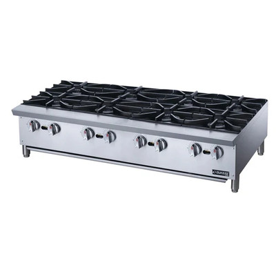 Dukers DCHPB48 48" W Stainless Steel Burners Countertop Hotplate Gas - 256,000 BTU