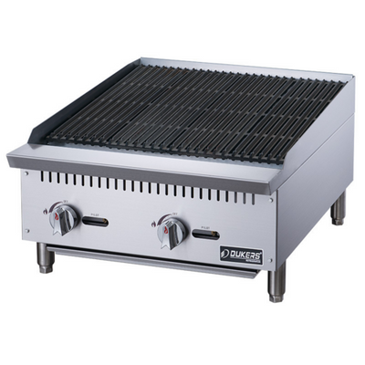 Dukers DCRB24 24&quot; W Natural Gas Stainless Steel Construction Manual Control Charbroiler - 70,000 BTU
