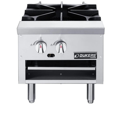 Dukers DCSPB1 18" W Natural Gas Stainless Steel Sides (1) Heavy Duty Cast Iron 3-Ring Burner Stock Pot Range - 80,000 BTU