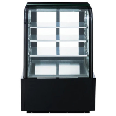 Dukers DDM36R-CB 36" W Three-Section Curved Glass Digital Temperature Control Refrigerated Cake Display Case - 115 Volts