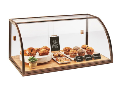 Cal-Mil 3611 36" W x 19-1/2" D x 17-1/4" H Brown Metal Frame Acrylic Body Curved Front Sierra Bakery Display Case