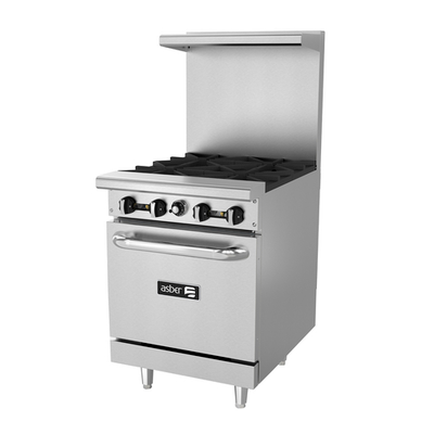 Asber AER-G24-24-H-LP 24" W Stainless Steel Liquid Propane Restaurant Range - 78,000 BTU