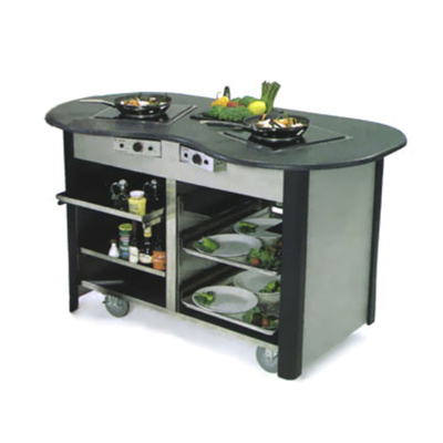 Lakeside 3070 60" W Stainless Steel Interior Creation Station Mobile Cooking Cart