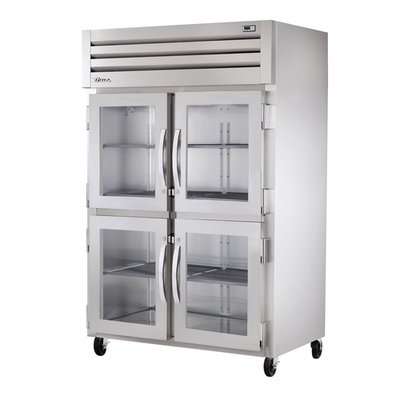 True STR2H-4HG 52.63" W Stainless Steel Interior 2 Glass Half Doors with Locks Two-Section Spec Series Heated Cabinet - 208-240 Volts