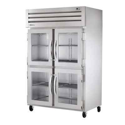 True STR2H-4HG 52.63" W Stainless Steel Interior 2 Glass Half Doors with Locks Two-Section Spec Series Heated Cabinet - 208-240 Volts